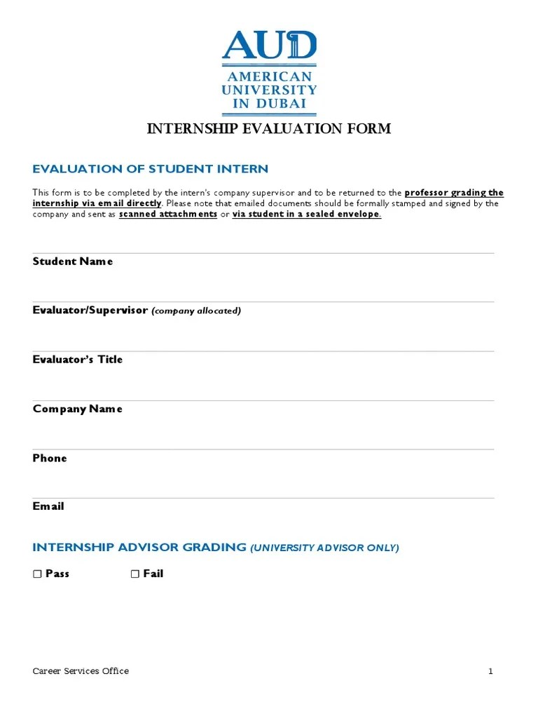 Internship Evaluation Form | PDF | Performance Appraisal | Internship