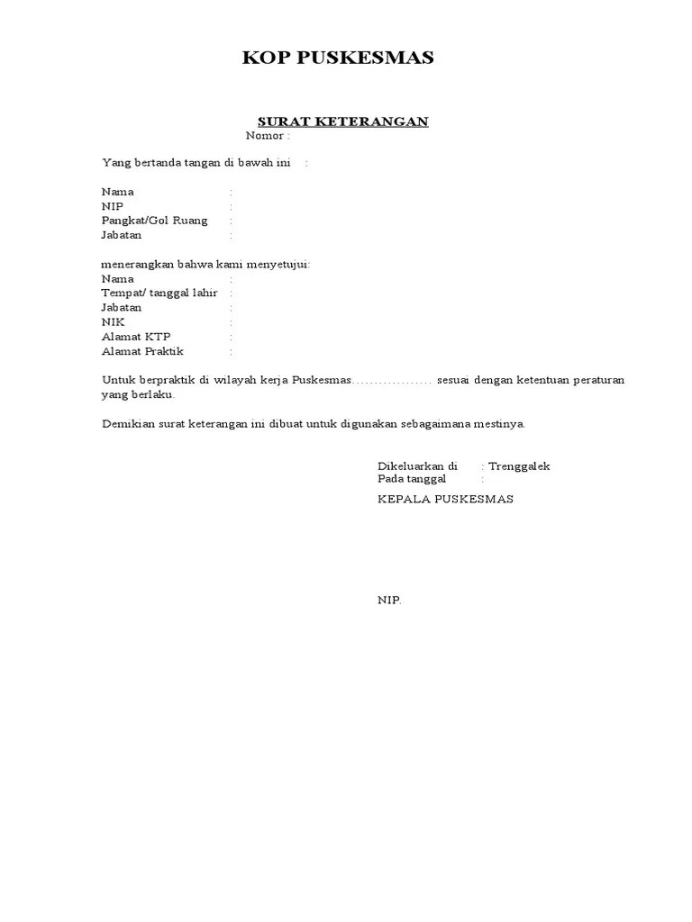 Surat Keterangan Puskesmas Wilayah Utk Mandiri | PDF