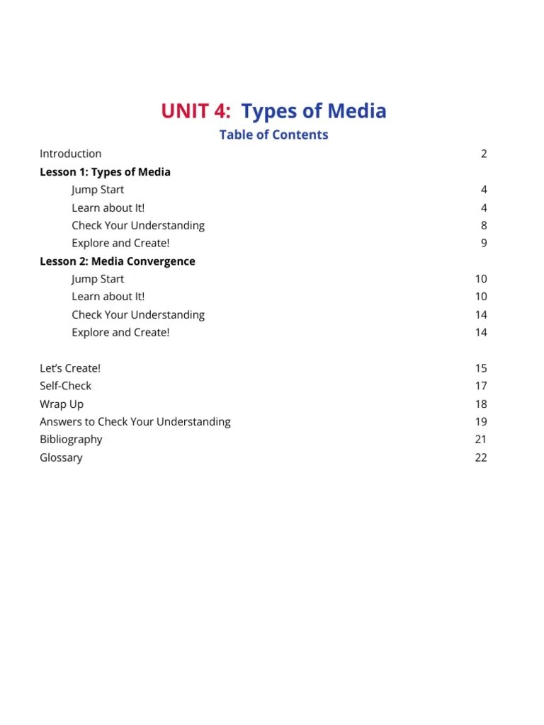 FINAL - Unit 4 Types Of Media, 3 Topics-1 | Download Free PDF | Mass ...