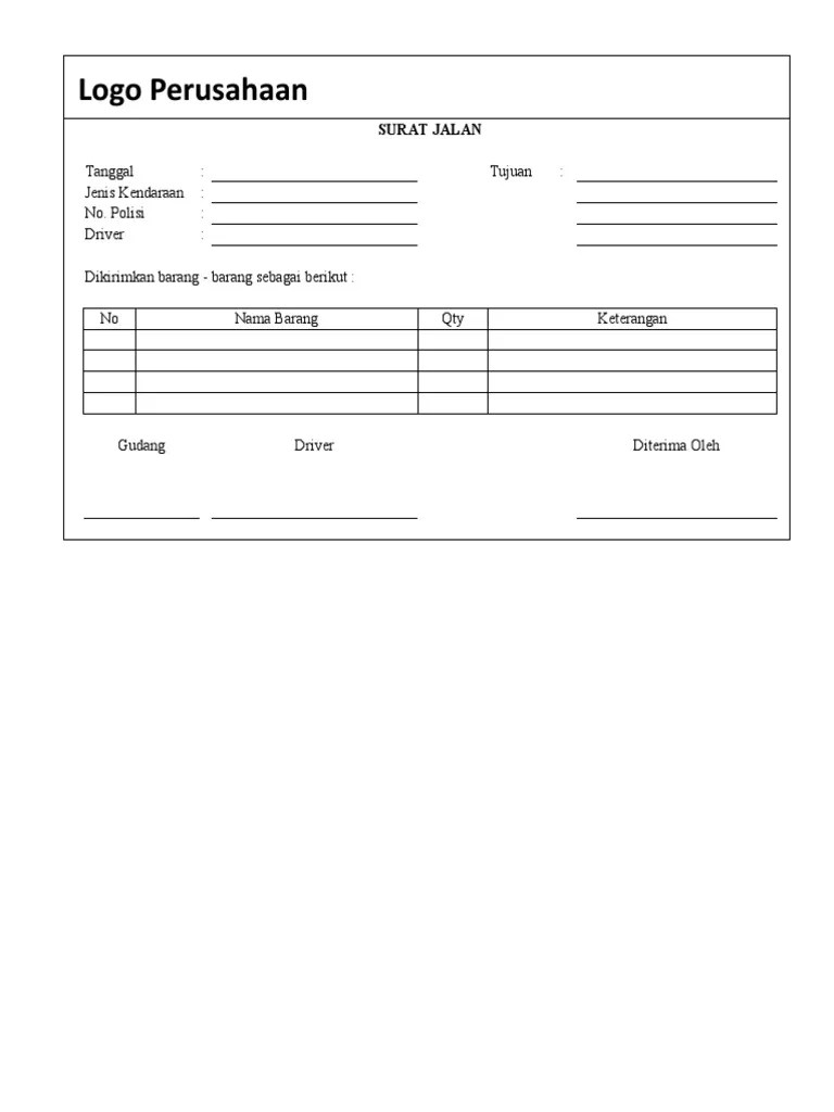 Contoh Surat Jalan Excel | PDF