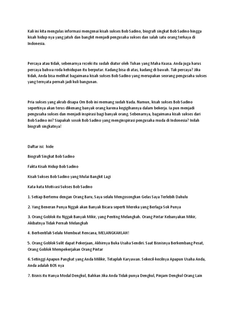 Kisah Sukses Bob Sadino | PDF