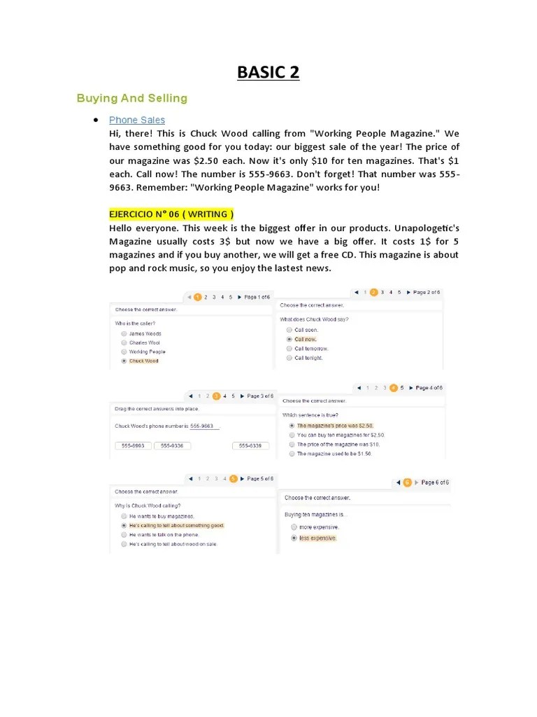 BASIC 2 - Respuestas A Los Examenes | PDF | Salad | Meal
