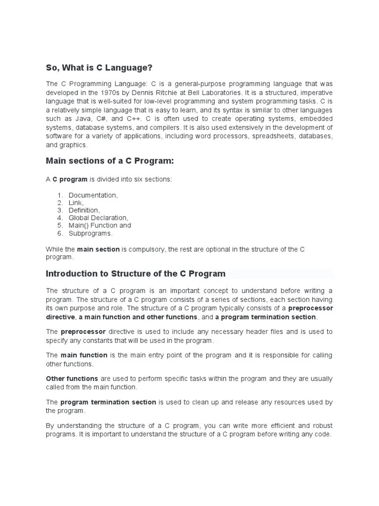 C Program Structure | PDF | C (Programming Language) | Computer Program