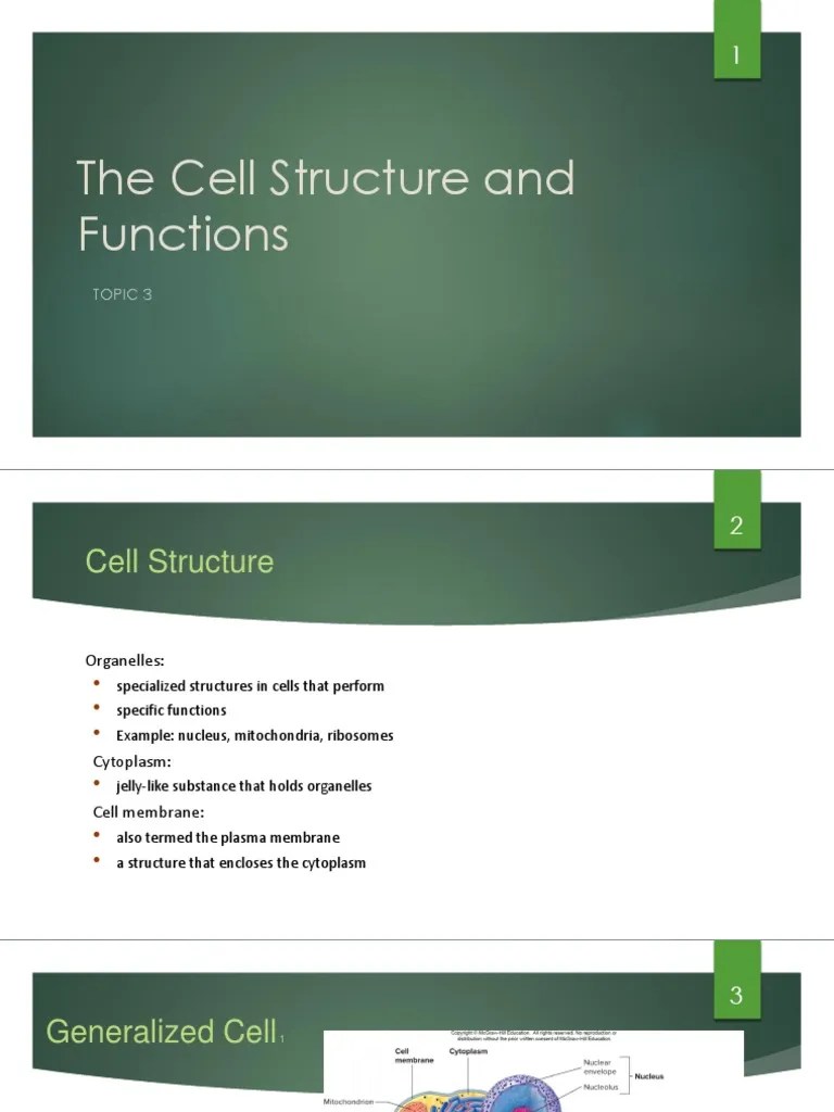 L3The Cell Structure And Functions PDF | PDF | Osmosis | Cell Membrane