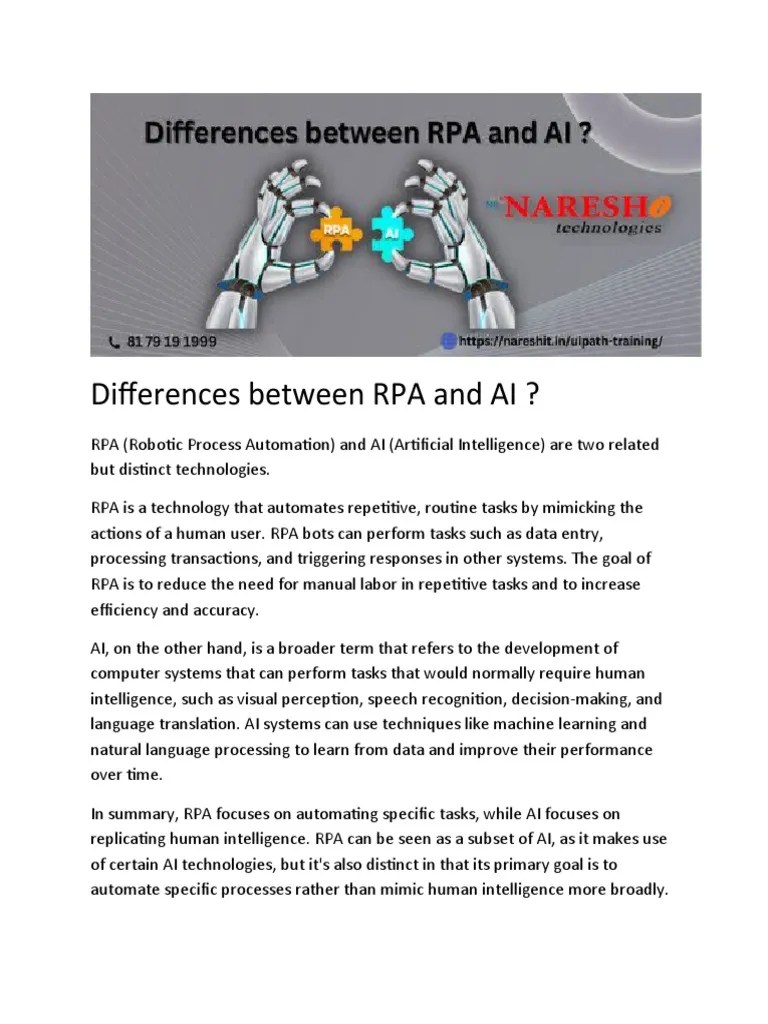 Differences Between RPA And AI | PDF | Artificial Intelligence ...