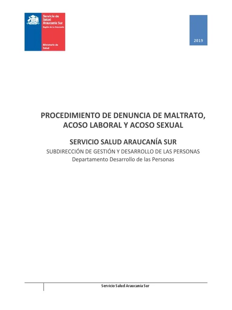 Procedimiento De Denuncia De Maltrato Acoso Laboral Y Acoso Sexual SSAS ...