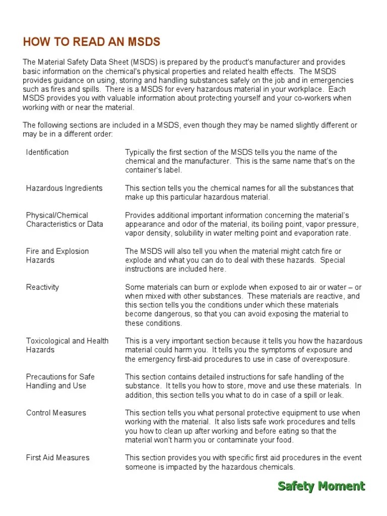 Understanding Material Safety Data Sheets: A Comprehensive Guide To The Essential Sections And ...