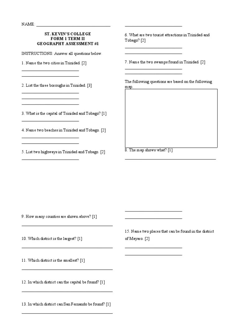 Geography Form 1 Assessment | PDF