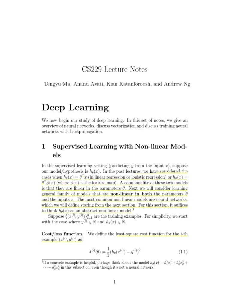 Cs229 Notes Deep Learning | Download Free PDF | Artificial Neural ...