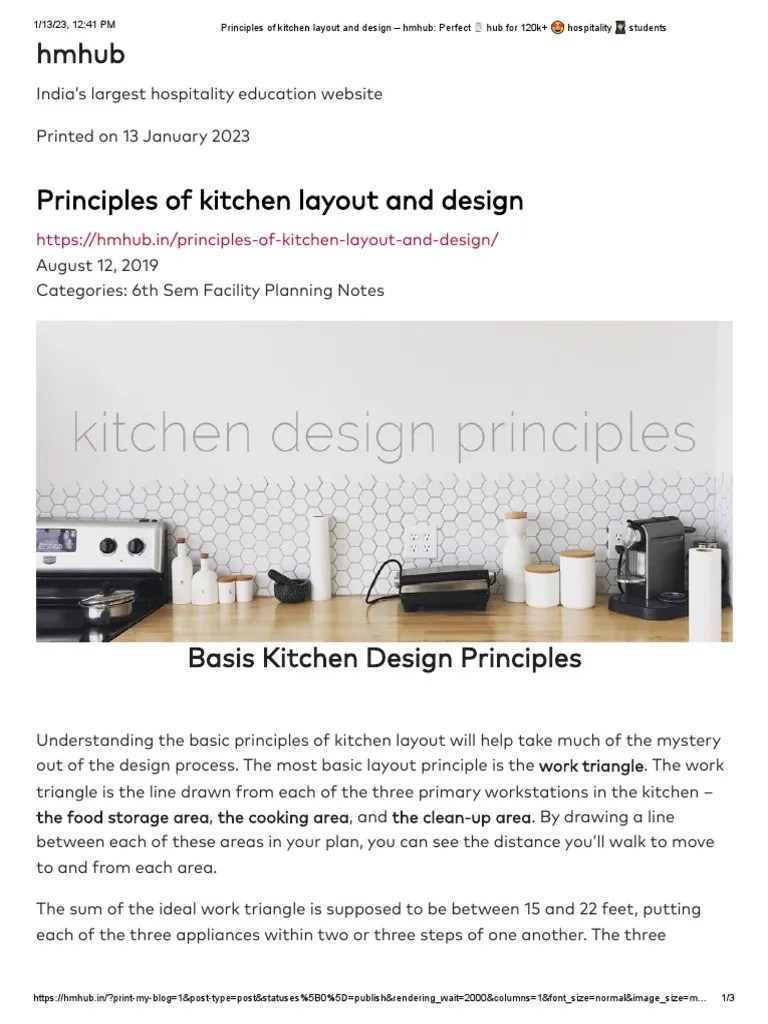 Principles Of Kitchen Layout And Design - Nts | PDF | Kitchen | Countertop