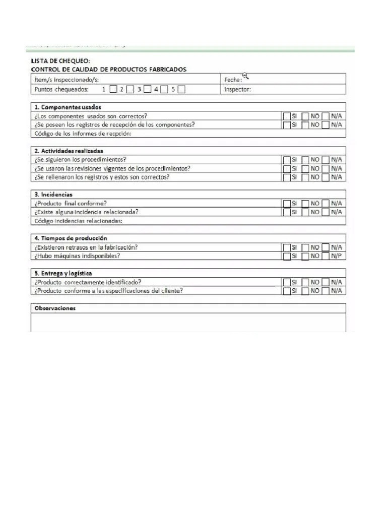 Check List Ejemplo | PDF