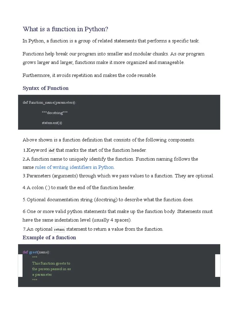 Function In Python | Download Free PDF | Anonymous Function | Parameter ...