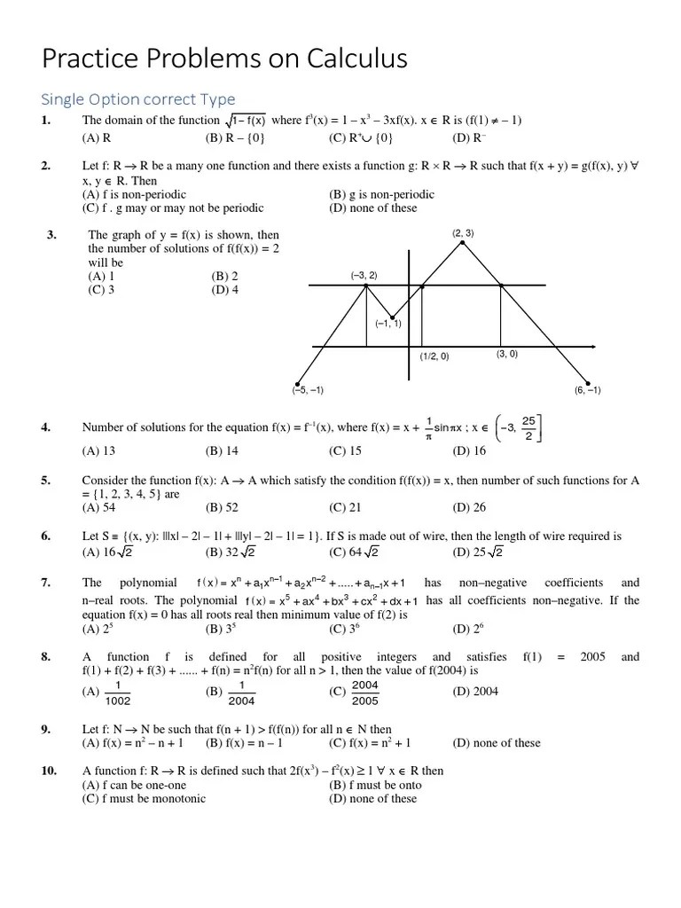 Practice Problems (Calculus) | PDF | Function (Mathematics) | Maxima ...