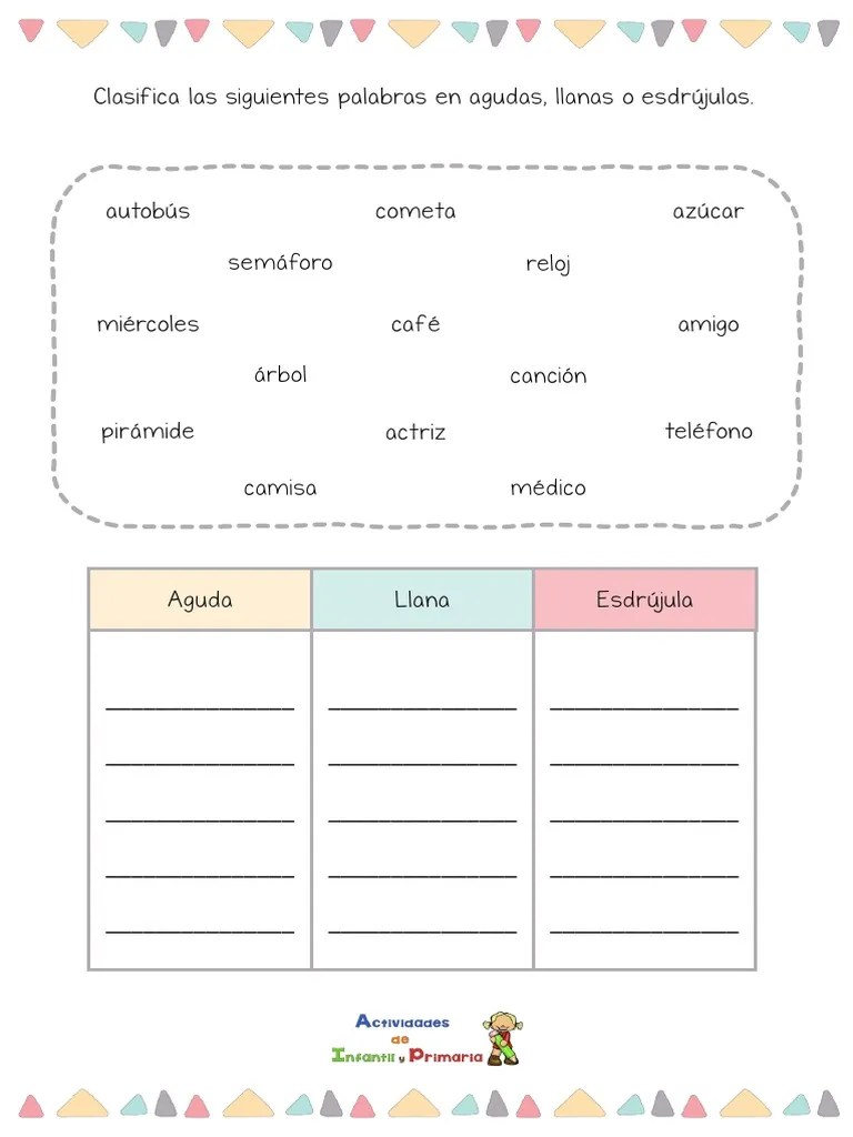 Palabras Agudas Llanas Esdrujulas | PDF