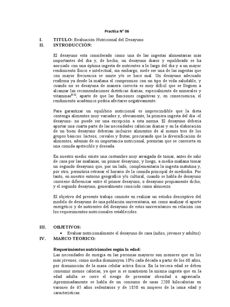 Practica NUTRICIÓN | PDF | Dieta | Nutrición
