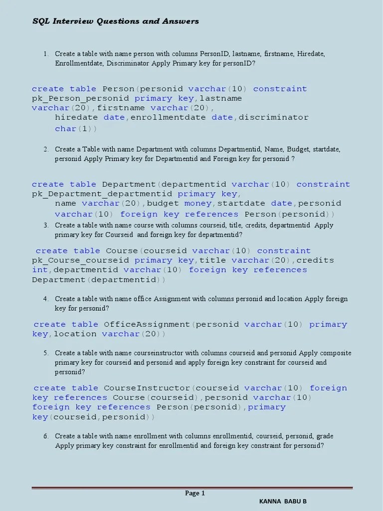 SQL Queries With All Answers | PDF | Table (Database) | Software Design