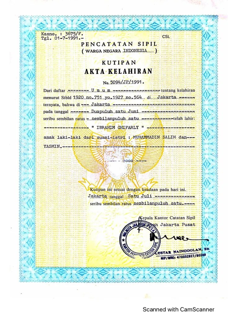 Akte Kelahiran | PDF