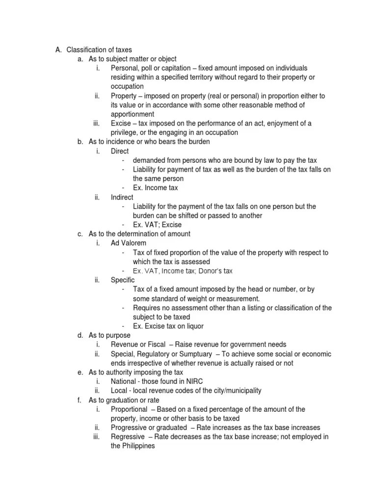Classification Of Taxes | PDF | Taxes | Money