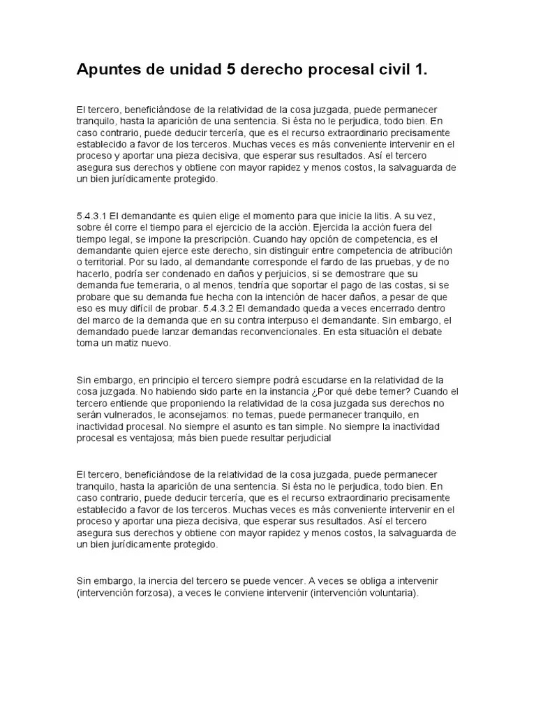 Apuntes De Unidad 5 Derecho Procesal Civil 1 | PDF | Sentencia (ley ...
