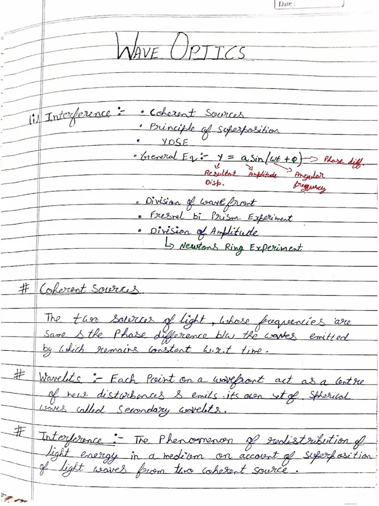 Wave Optics Physics | PDF