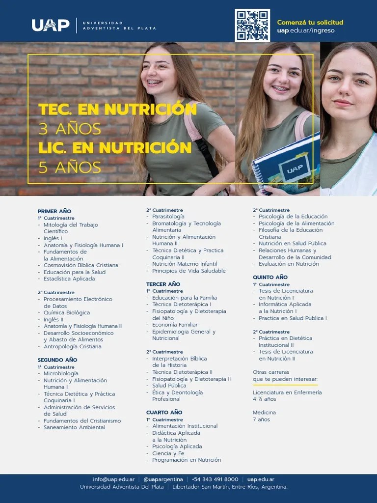 UAP Folleto Carreras A5 Licenciatura En Nutricion W | PDF | Nutrición ...