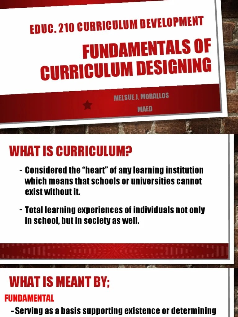 Fundamentals Of Curriculum Designing (Morallos) | PDF | Curriculum ...
