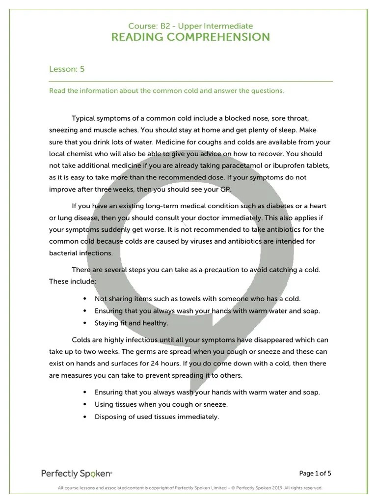 B2 - Lesson 1-5 - Reading Comprehension | PDF