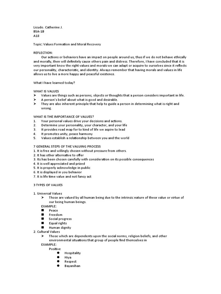 Values Formation And Moral Recovery | PDF | Morality | Applied Ethics