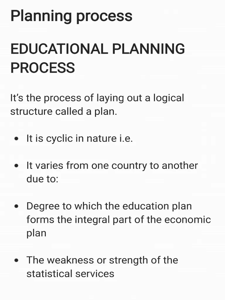 Stages Of Educational Planning | PDF