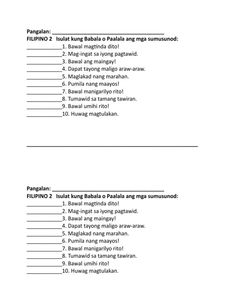 Babala o paalala filipino