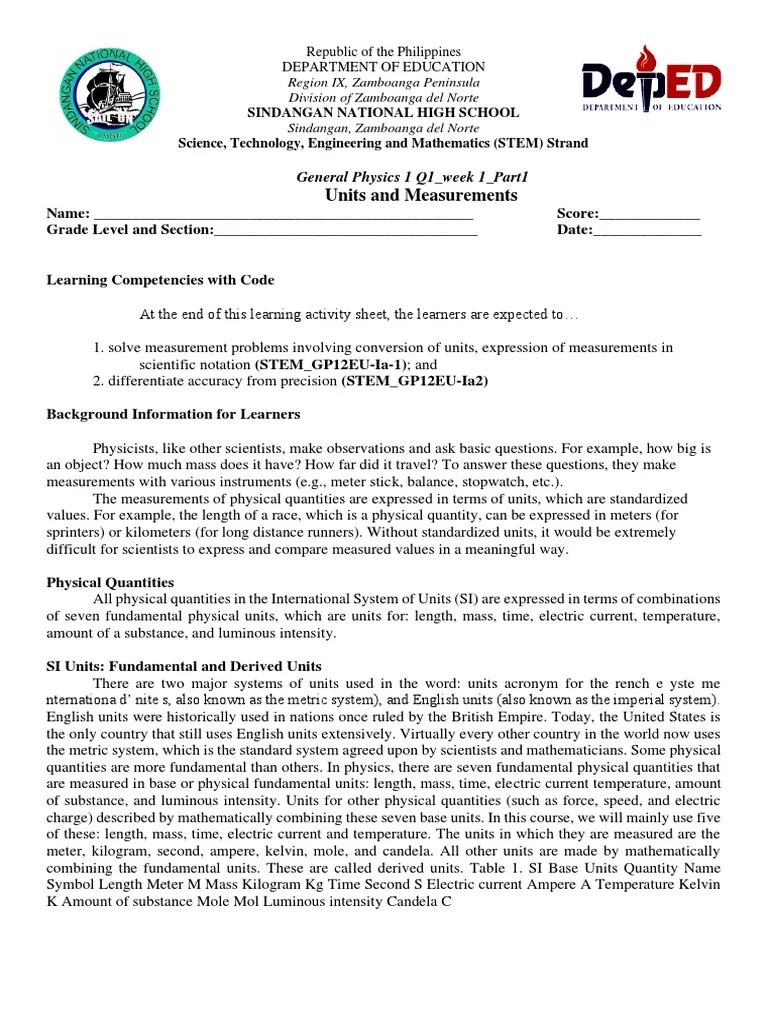 Units And Measurements | PDF | International System Of Units | Mole (Unit)