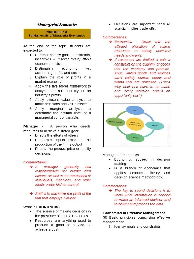 Module 1a Notes Econ | PDF | Economics | Profit (Economics)