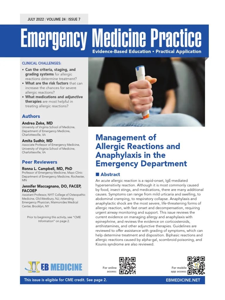 Management Of Allergic Reactions And Anaphylaxis In The Emergency | PDF | Allergy | Clinical ...
