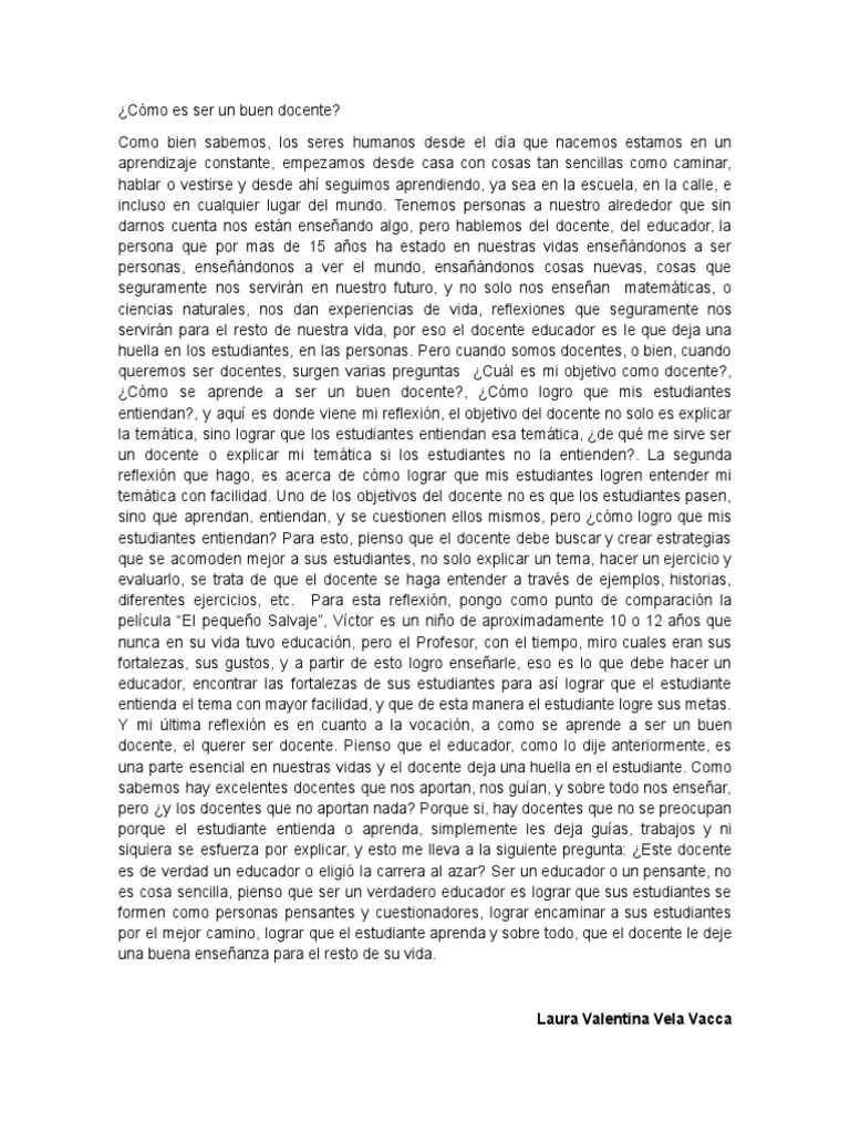 Reflexion Como Es Ser Un Buen Docente | PDF | Enseñando | Maestros