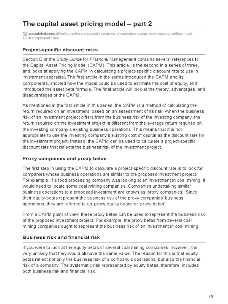E3 The Capital Asset Pricing Model Part 2 | PDF | Capital Asset Pricing ...