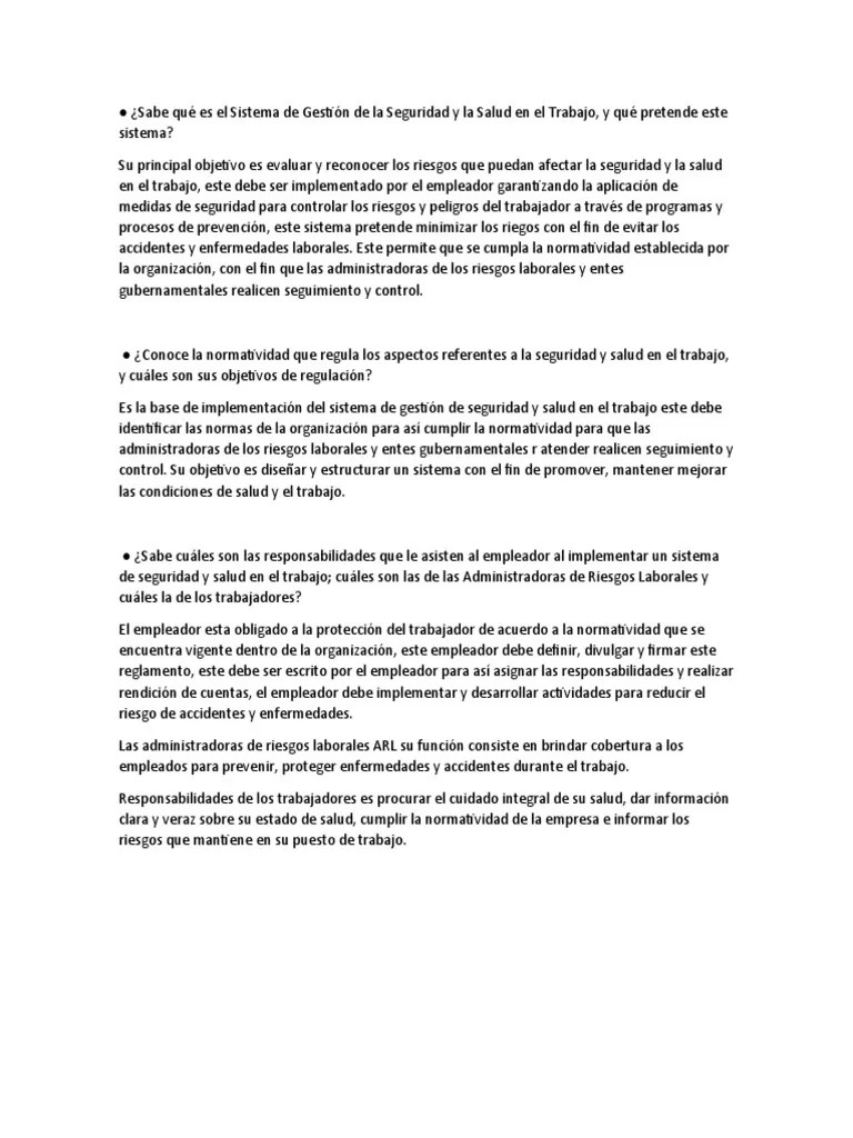 Sistema De Gestión De La Seguridad Y La Salud En El Trabajo 1 | PDF