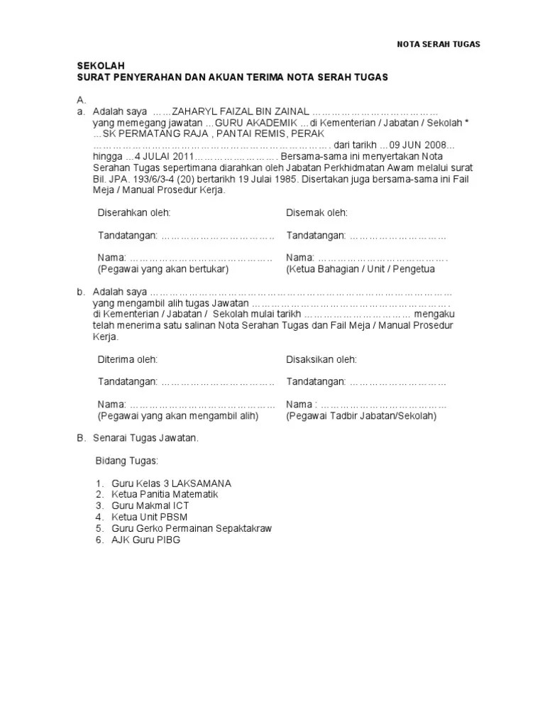 Ini adalah aplikasi untuk membuat permohonan surat tugas secara online. Borang Nota Serah Tugas