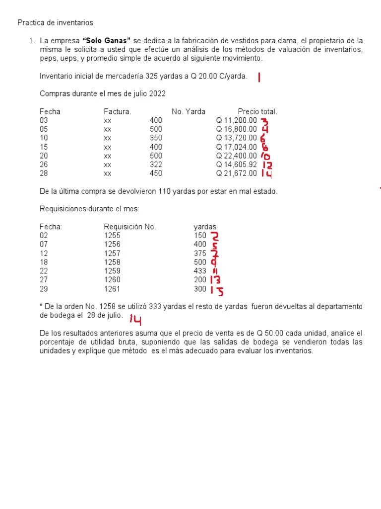 01.4 Practiva De Inventarios | PDF | Economias