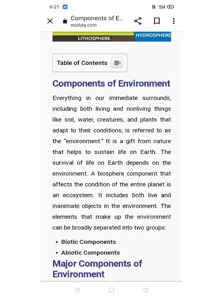 Components Of Environment | PDF