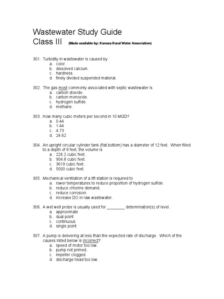 Wastewater Study Guide Level 3 | PDF | Chemistry | Chemical Engineering