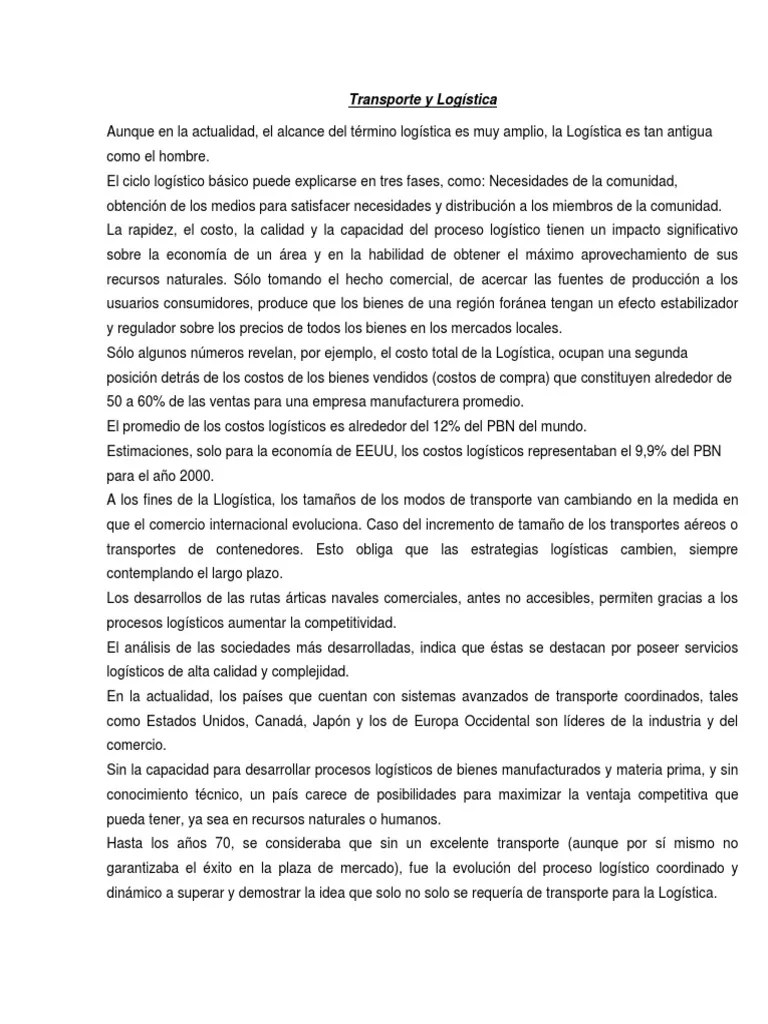 Transporte Y Logistica | PDF | Logística | Transporte