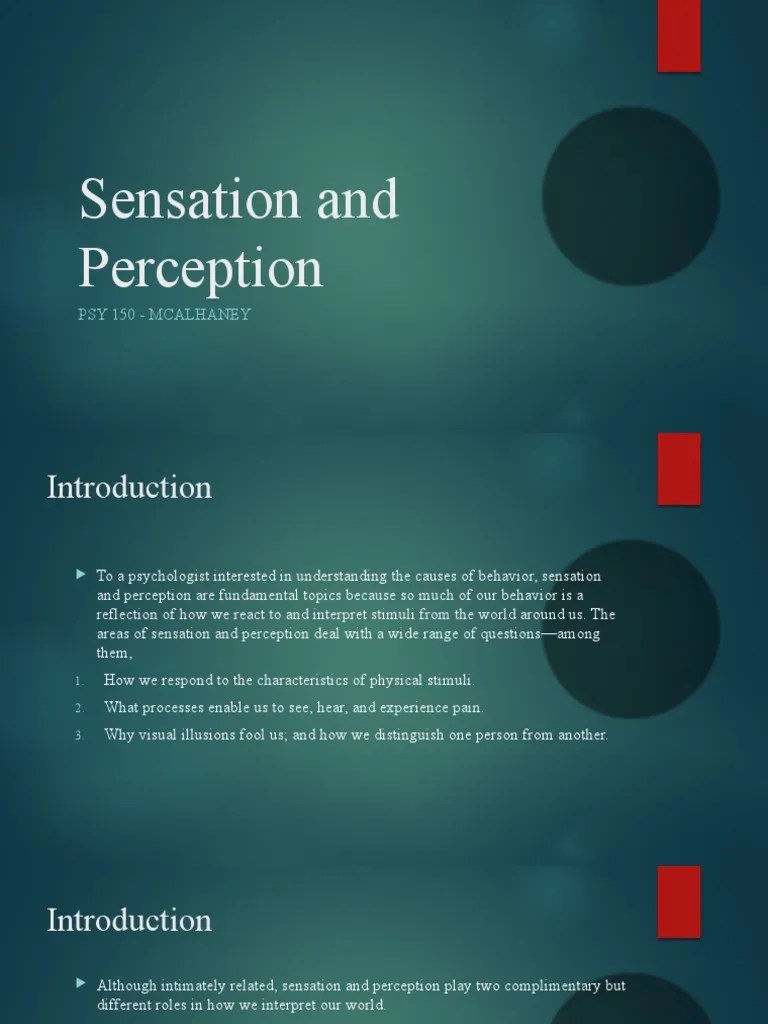 Sensation And Perception - McAlhaney | PDF | Senses | Perception