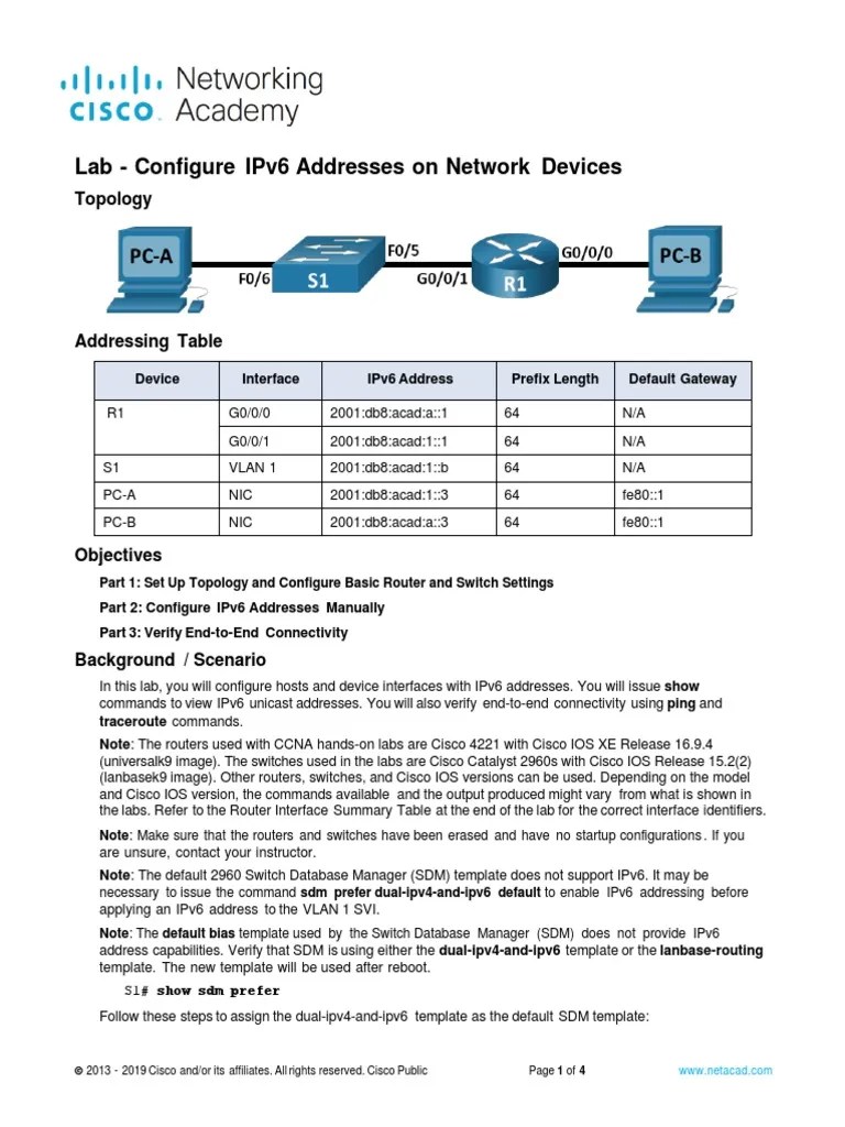 12.9.2-Lab-Configure-Ipv6-Addresses-On-Network (Resuelto) | PDF | I Pv6 ...