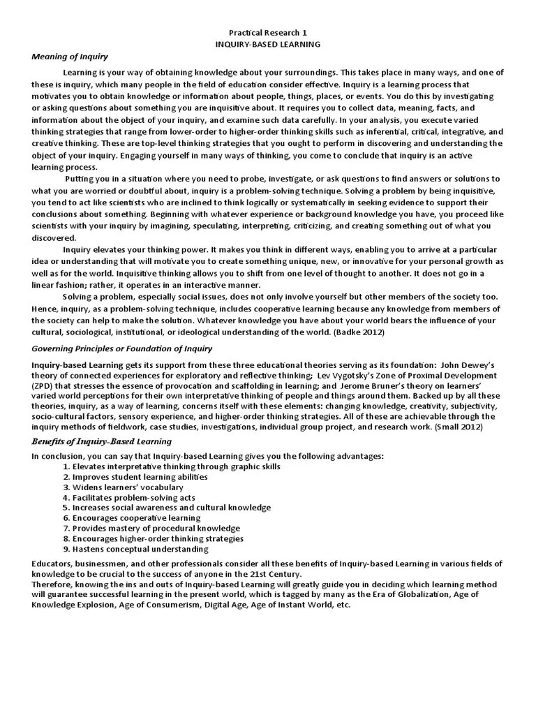 Inquiry-Based Learning | PDF | Inquiry Based Learning | Thought