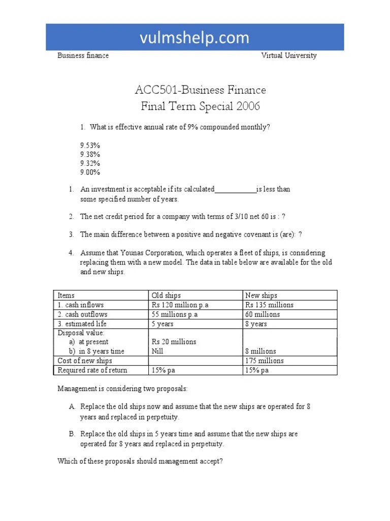 Acc501 Final Special2006 | PDF | Dividend | Stocks