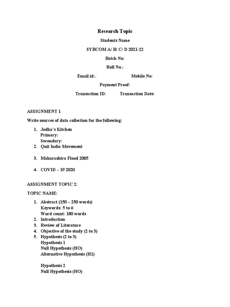 Basics Of Research Methodology Assignment | PDF