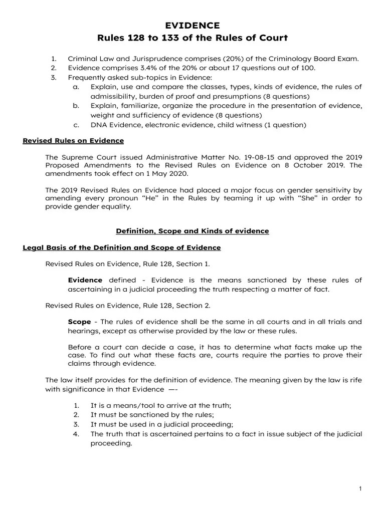 Evidence Lecture 1 | PDF | Evidence (Law) | Evidence