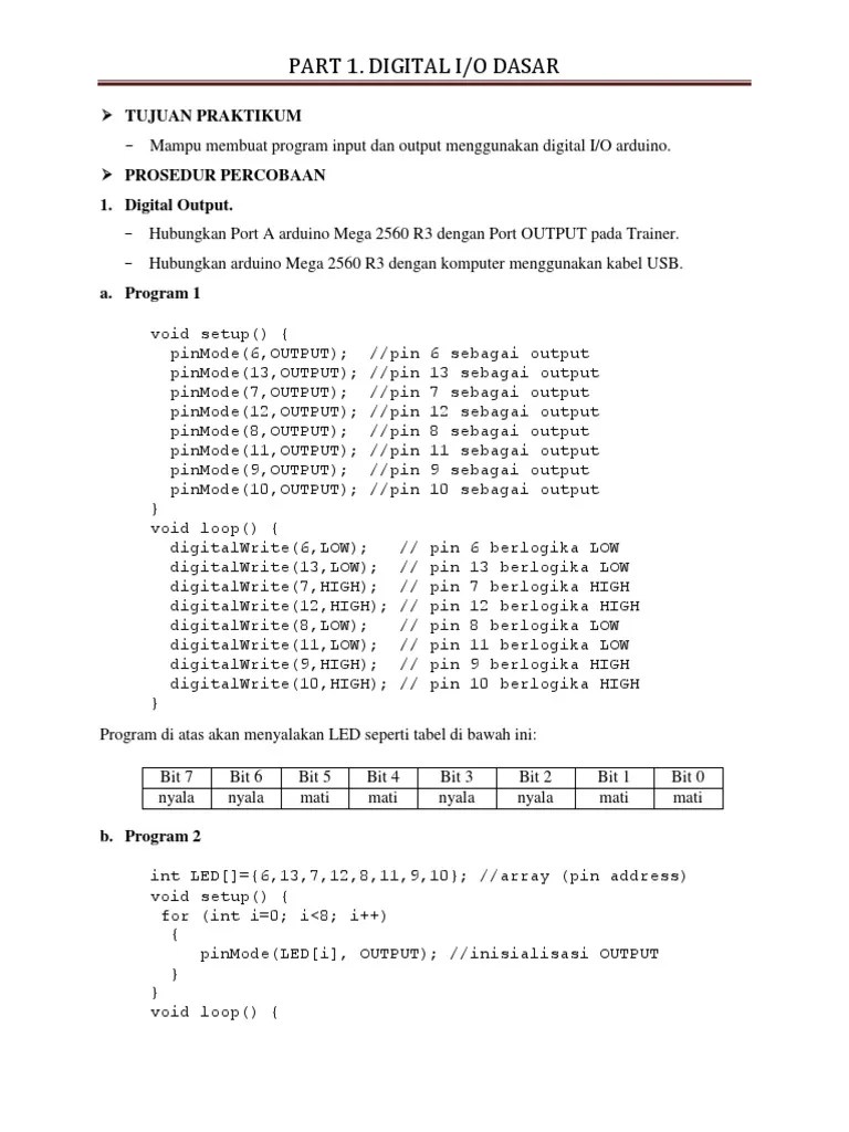 PART 1 - Digital Input Output | PDF