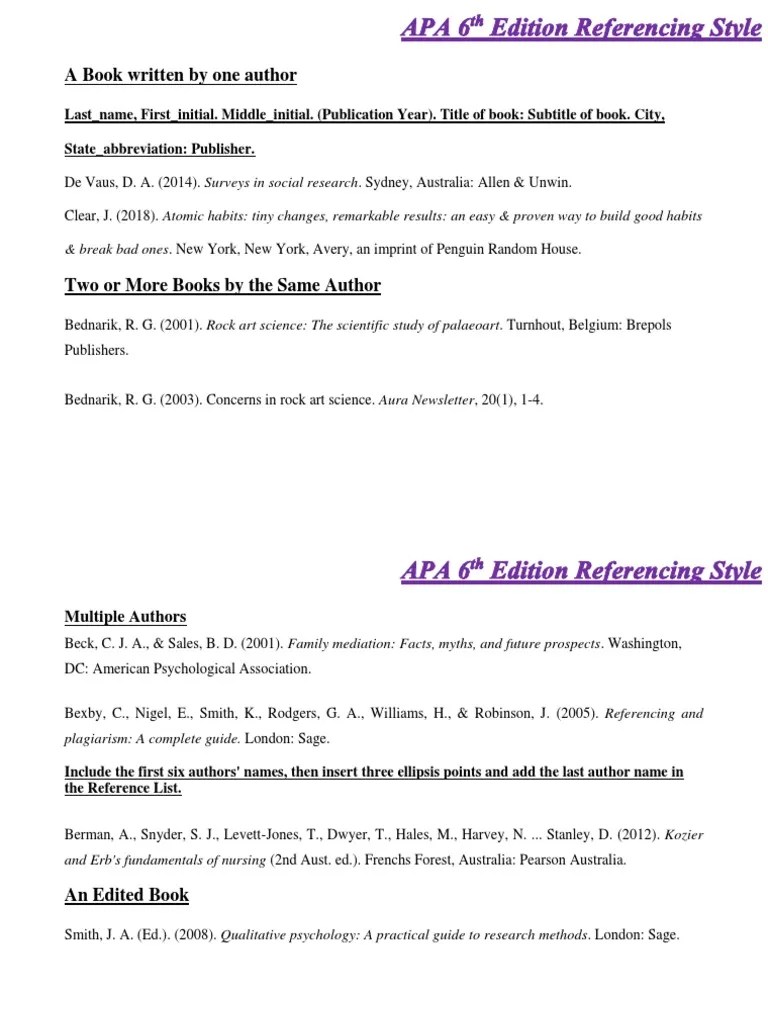 APA 6th Edition Referencing Style | PDF | Cognition | Psychology