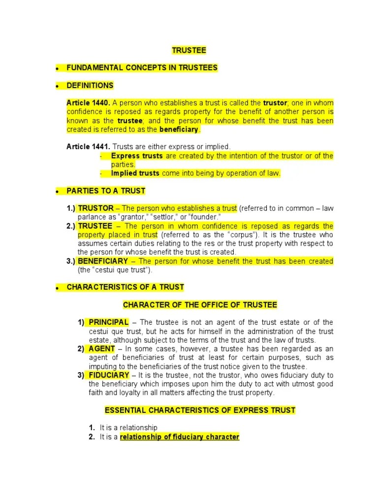 TRUSTEE | PDF | Trust Law | Trustee